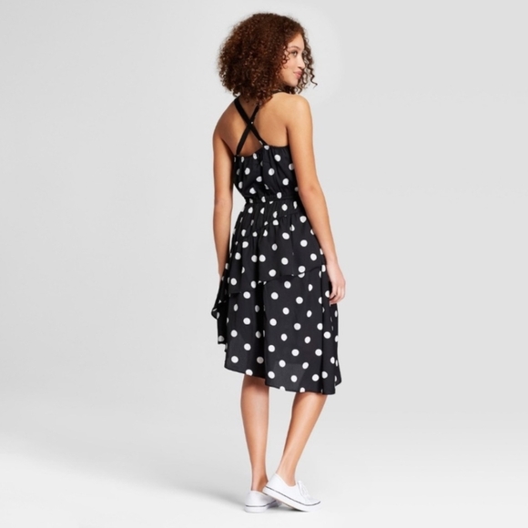 A New Day Black and White Polka Dot  Asymmetrical Ruffle Skirt Dress Sz.XL - Picture 4 of 14